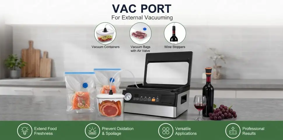 Macchina per imballaggio sottovuoto con porta esterna a vuoto